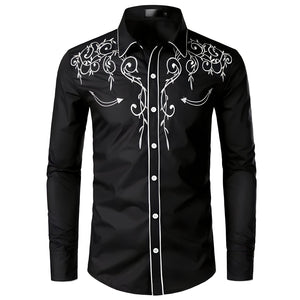 The Archibald Long Sleeve Embroidered Shirt - Multiple Colors WD Styles Black XL 