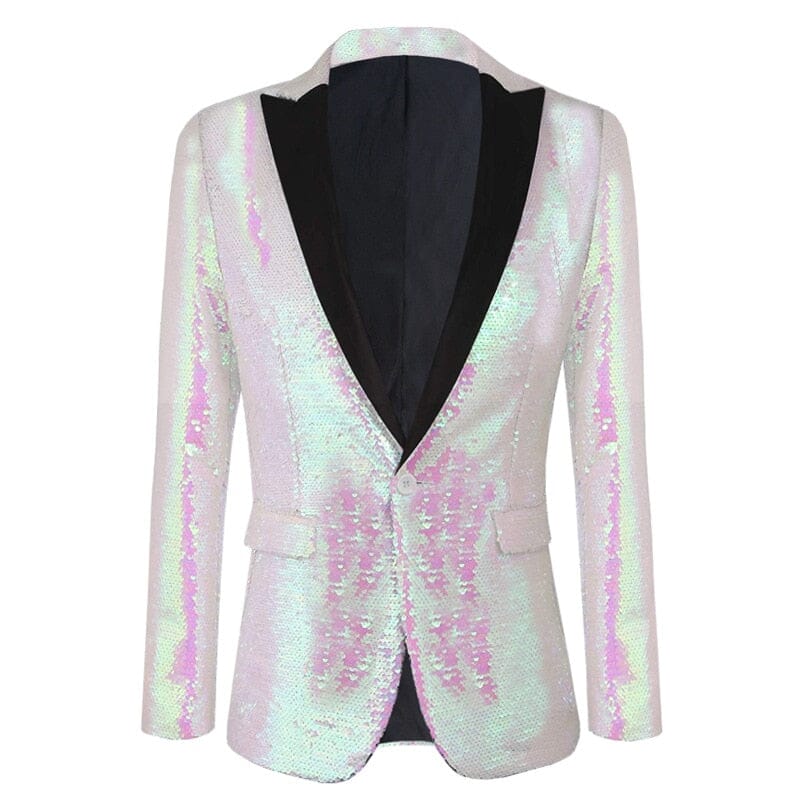 The Pearl Sequin Slim Fit Blazer Suit Jacket - Black Lapel WD Styles Sequin Blazer Asian Size S 