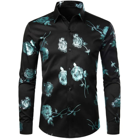 The Floraison Long Sleeve Shirt Walter Dixxon Blue S 