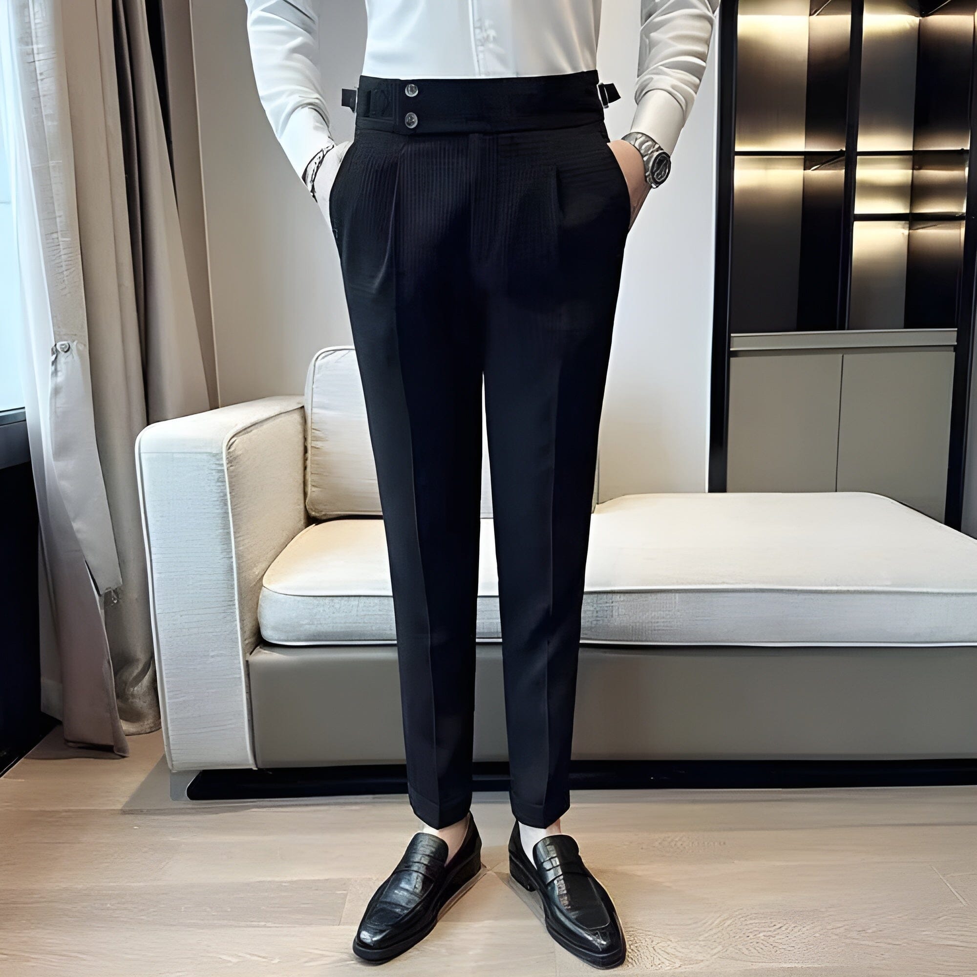 The Romanus Slim Fit Dress Suit Pants Trousers Walter Dixxon Black 29 