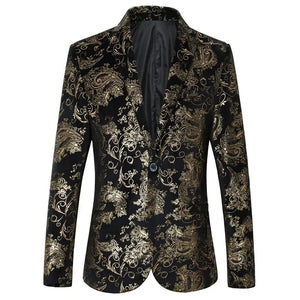 The Lucent Slim Fit Jacquard Blazer Suit Jacket Walter Dixxon Gold XXS 