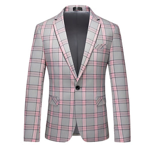 The Lain Plaid Slim Fit Blazer Suit Jacket - Multiple Colors WD Styles Pink XS 