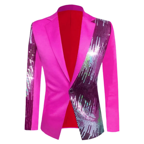 The Bentley Sequin Slim Fit Blazer Suit Jacket Walter Dixxon Pink L 