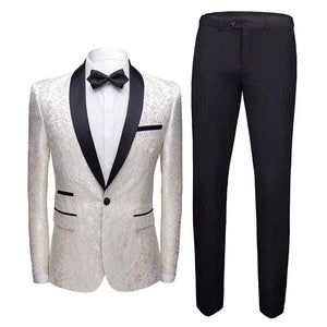 The Lancaster Jacquard Slim Fit Two-Piece Suit Walter Dixxon White XXS 