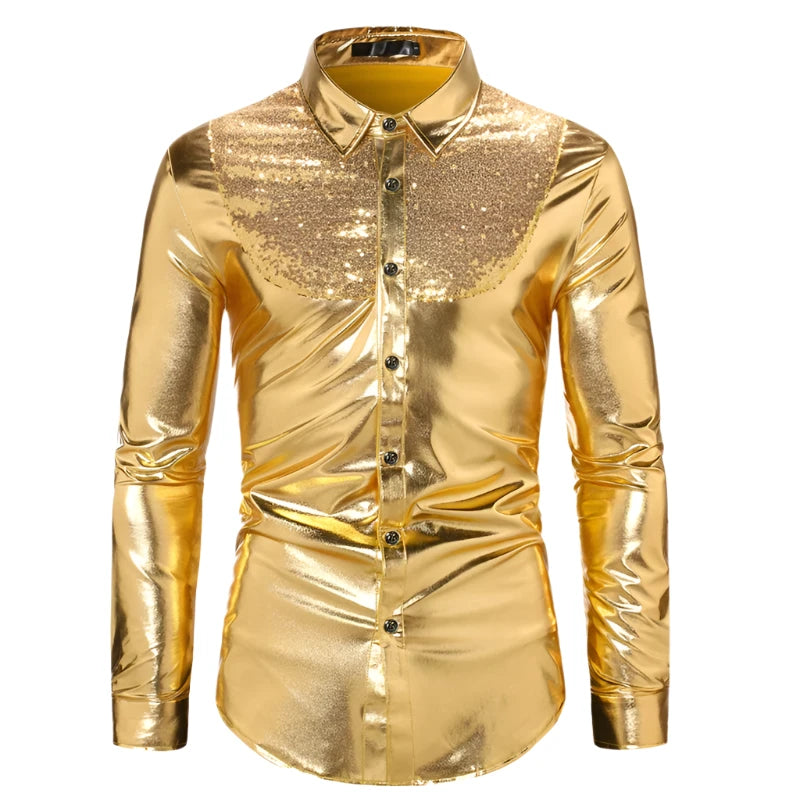 The Valentin Long Sleeve Sequin Shirt Walter Dixxon Gold S 