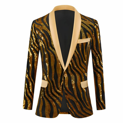 The Alvey Sequin Slim Fit Blazer Suit Jacket - Multiple Colors WD Styles Gold 2XS 