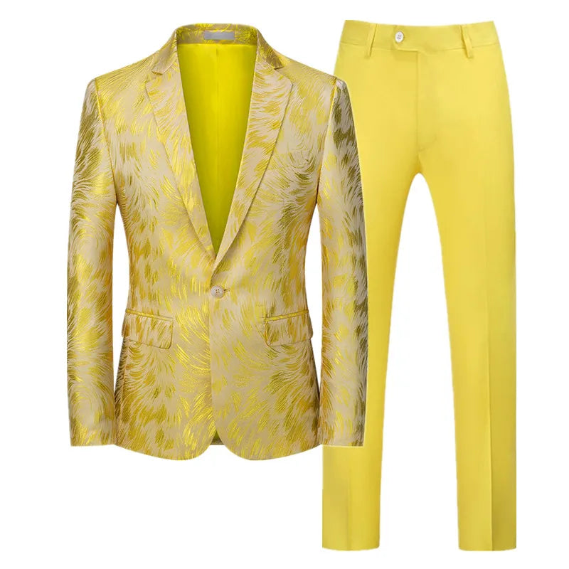 The Emerson Jacquard Slim Fit Two-Piece Suit Walter Dixxon Yellow XXS 