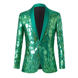 The Geo Sequin Slim Fit Blazer Suit Jacket - Emerald WD Styles XS 