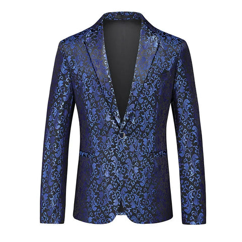 The Seraph Slim Fit Jacquard Blazer Suit Jacket Walter Dixxon Blue XXS 