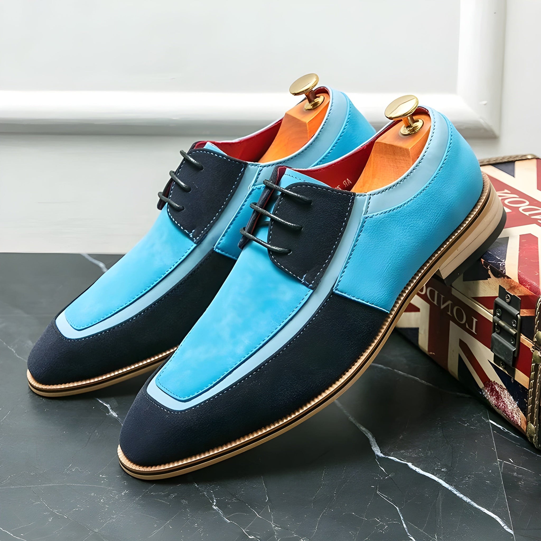 The Cyprian Suede Dress Shoes Walter Dixxon Blue EU 39.5 / Us 6.5 