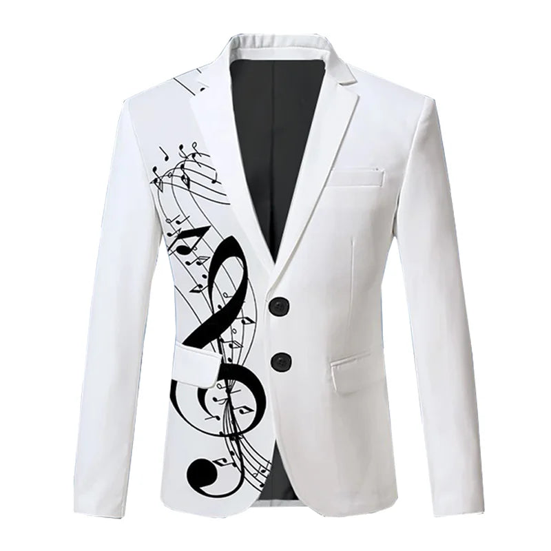 The Melodia Printed Slim Fit Blazer Suit Jacket Walter Dixxon White XXS 